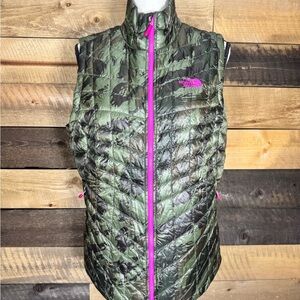 The North Face Women's Green and Pink Puffer Vest